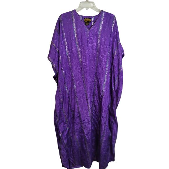 4272). Mystique Purple Heart Paisley Peint  Kaftan Dress One Size fits All - Picture 1 of 7